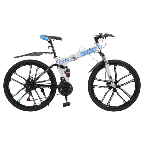 Opvouwbare mountainbike 21 versnellingen volwassen MTB schijfremfiets 26" dubbele demping voor dames crossbike zwart