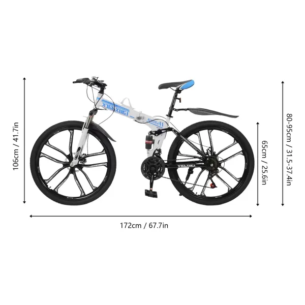 Opvouwbare mountainbike 21 versnellingen volwassen MTB schijfremfiets 26" dubbele demping voor dames crossbike zwart Opvouwbare mountainbike 21 versnellingen volwassen MTB schijfremfiets 26" dubbele demping voor dames crossbike zwart