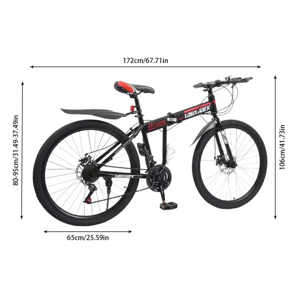 26" mountainbike voor heren, vouwfiets met spatbord, 21 versnellingen, fietsen met dubbele schijfrem