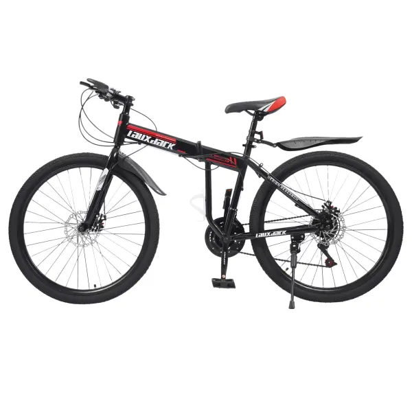 26" mountainbike voor heren, vouwfiets met spatbord, 21 versnellingen, fietsen met dubbele schijfrem