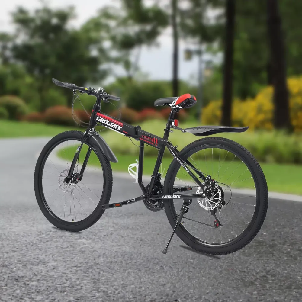 26" mountainbike voor heren, vouwfiets met spatbord, 21 versnellingen, fietsen met dubbele schijfrem