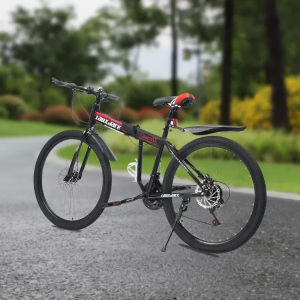 26" mountainbike voor heren, vouwfiets met spatbord, 21 versnellingen, fietsen met dubbele schijfrem