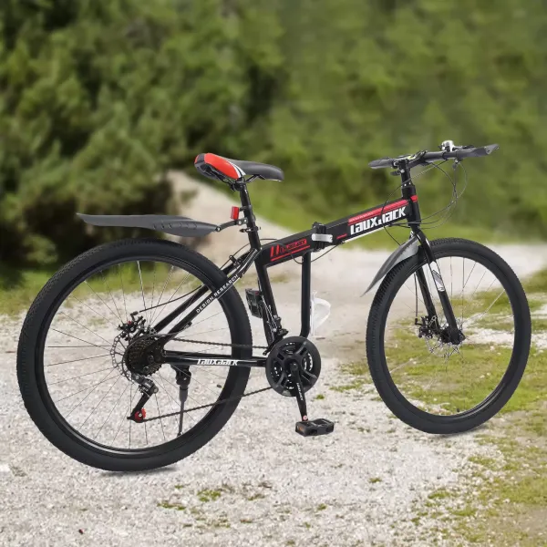 26" mountainbike voor heren, vouwfiets met spatbord, 21 versnellingen, fietsen met dubbele schijfrem