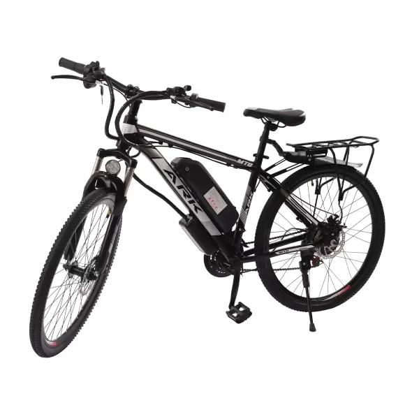 26" elektrische fiets E-MTB, 250 W motor, 25 km/u en 21 snelheden, elektrische fiets met LED-koplamp en LCD-display voor heren en dames