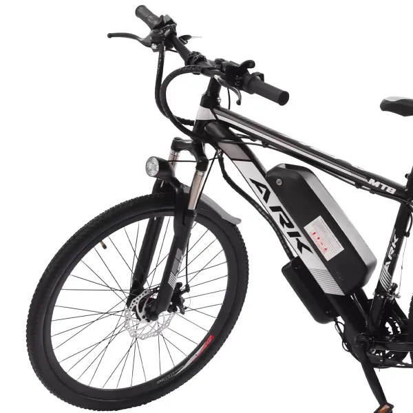 26" elektrische fiets E-MTB, 250 W motor, 25 km/u en 21 snelheden, elektrische fiets met LED-koplamp en LCD-display voor heren en dames 26" elektrische fiets E-MTB, 250 W motor, 25 km/u en 21 snelheden, elektrische fiets met LED-koplamp en LCD-display voor heren en dames