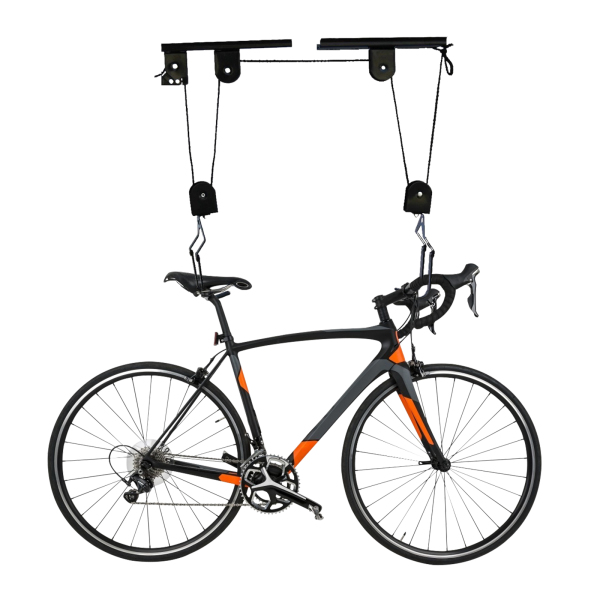 Fietslift voor Garage Plafondmontage Katrolsysteem Fietsopslag, Set Fietshangers - 1 Hanger + 2 Multifunctionele Lanyards