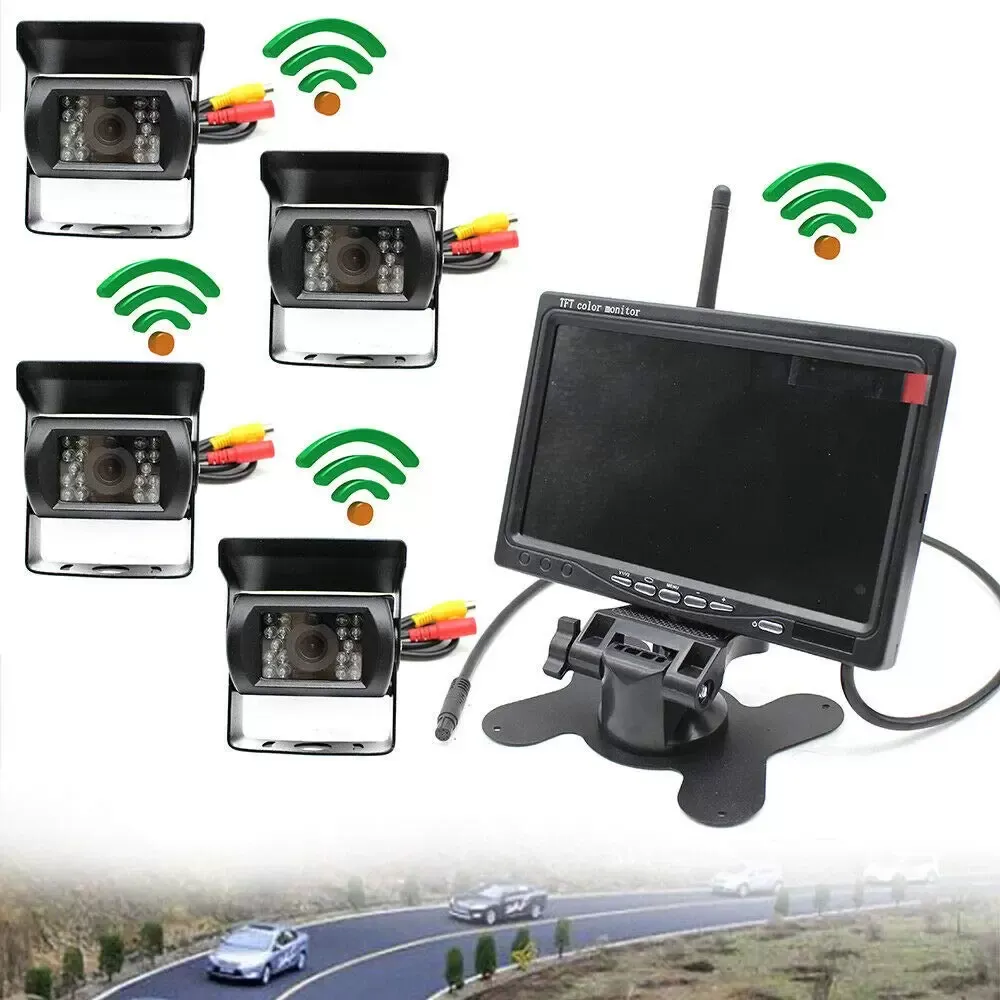Parkeerhulpsysteem voor campers 4 achteruitrijcamera's Radio 7 inch LCD