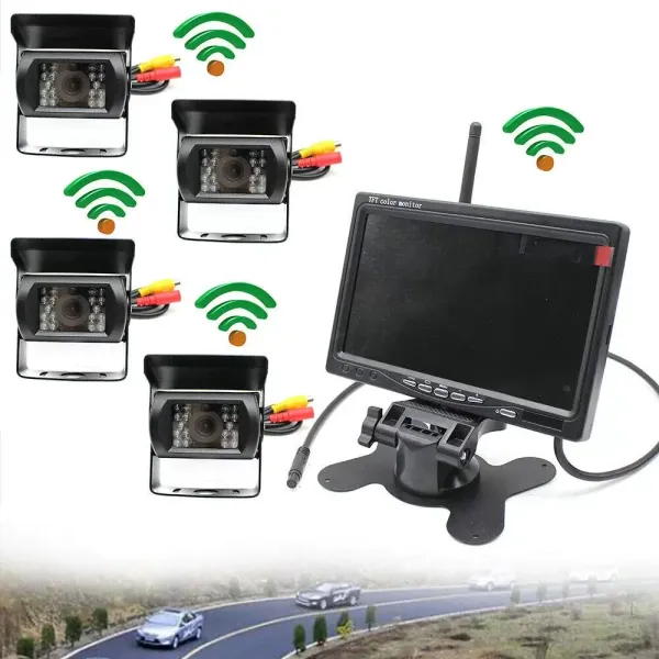 Parkeerhulpsysteem voor campers 4 achteruitrijcamera's Radio 7 inch LCD
