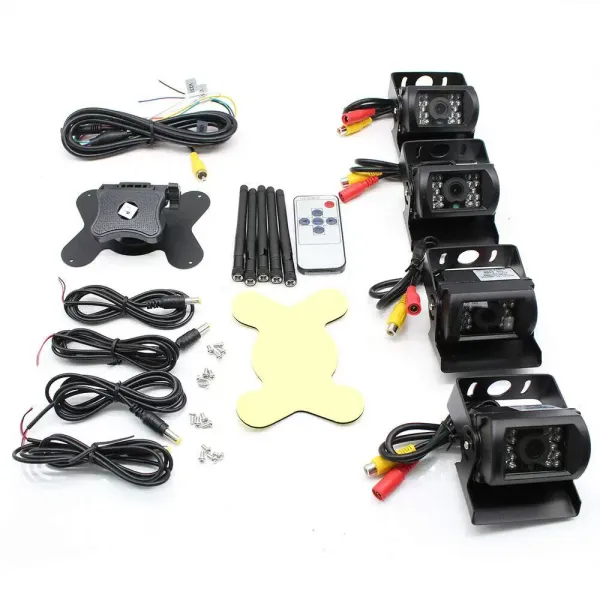 Parkeerhulpsysteem voor campers 4 achteruitrijcamera's Radio 7 inch LCD Parkeerhulpsysteem voor campers 4 achteruitrijcamera's Radio 7 inch LCD