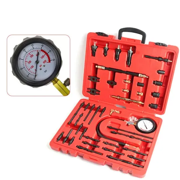 Compressietester met doos 40 bar / 600 psi - Compressietester voor benzine-dieselmotoren