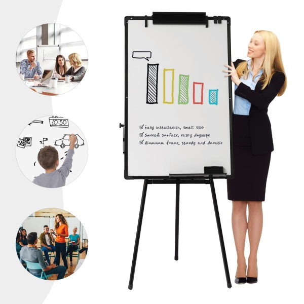 Magnetisch whiteboard - 91 x 61 cm - met in hoogte verstelbare standaard - Gezinsplanning voor kantoor, thuis en op school Magnetisch whiteboard - 91 x 61 cm - met in hoogte verstelbare standaard - Gezinsplanning voor kantoor, thuis en op school