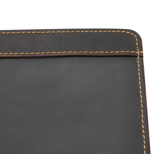 Portefeuillemap van rundleer met ritssluiting voor 9,7 inch tablet en zakelijke documenten, bruin