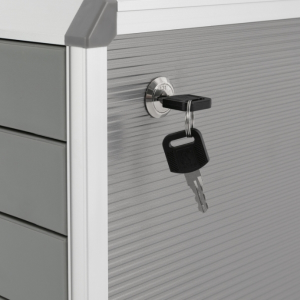 5-laags bureaulade-opbergdoos, aluminium opbergdoos, voor A4-papier met slot, grijs 5-laags bureaulade-opbergdoos, aluminium opbergdoos, voor A4-papier met slot, grijs