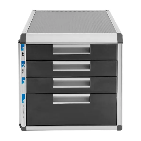 Ladebox van aluminiumlegering met 4 compartimenten, afsluitbaar opbergbureau of kastopbergdoos