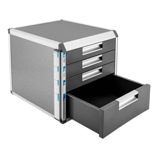 Ladebox van aluminiumlegering met 4 compartimenten, afsluitbaar opbergbureau of kastopbergdoos Ladebox van aluminiumlegering met 4 compartimenten, afsluitbaar opbergbureau of kastopbergdoos