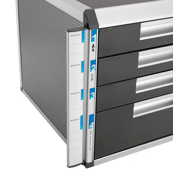 Ladebox van aluminiumlegering met 4 compartimenten, afsluitbaar opbergbureau of kastopbergdoos Ladebox van aluminiumlegering met 4 compartimenten, afsluitbaar opbergbureau of kastopbergdoos