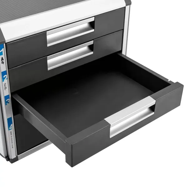 Ladebox van aluminiumlegering met 4 compartimenten, afsluitbaar opbergbureau of kastopbergdoos Ladebox van aluminiumlegering met 4 compartimenten, afsluitbaar opbergbureau of kastopbergdoos