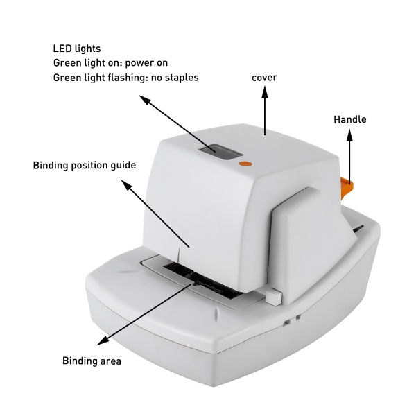 Heavy Duty elektrische nietmachine Automatische platte nietmachine 70 vellen Stil Geen papierstoring voor kantoor (wit) Heavy Duty elektrische nietmachine Automatische platte nietmachine 70 vellen Stil Geen papierstoring voor kantoor (wit)