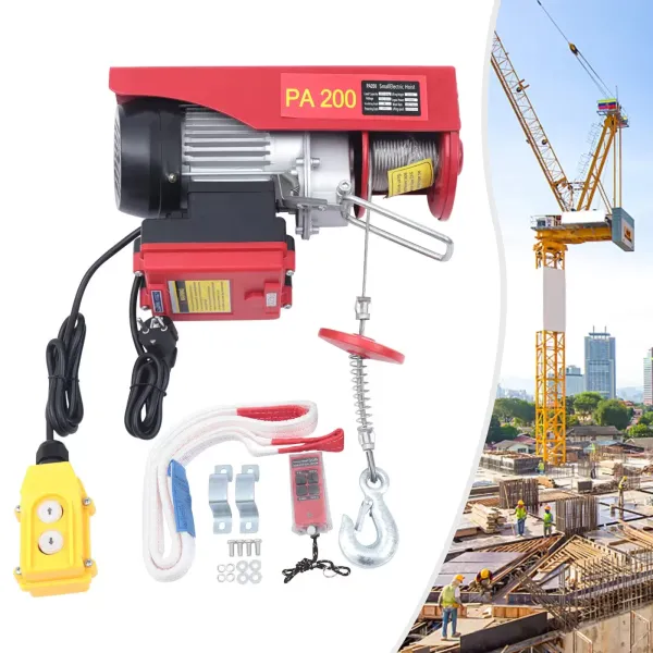 200Kg Elektrische Lier Hefhoogte 12M Elektrische Takel 510W Kabeltakel Motor Lier Met Draad Afstandsbediening