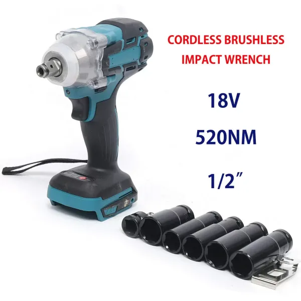 Accu-slagschroevendraaier 520 nm 1/2" ratelschroevendraaier compatibel met Makita Accu-slagschroevendraaier 520 nm 1/2" ratelschroevendraaier compatibel met Makita