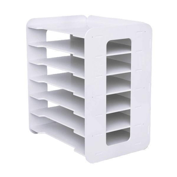 7 Tier Wit Houten Kantoor Bureau Bureau Organisatoren en Accessoires Brievenbak Papier Sorteer Houder Bestand Documentenrek