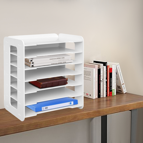 7 Tier Wit Houten Kantoor Bureau Bureau Organisatoren en Accessoires Brievenbak Papier Sorteer Houder Bestand Documentenrek