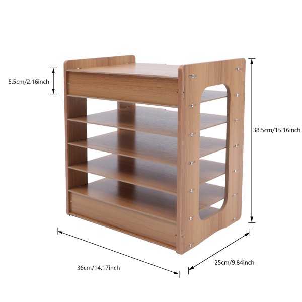 7-laags brede houten kantoorpapierorganizer voor bureau, bureaublad, dossierhouder, brievenbak 7-laags brede houten kantoorpapierorganizer voor bureau, bureaublad, dossierhouder, brievenbak