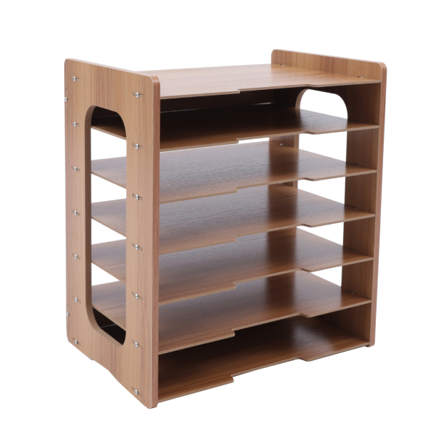 7-laags brede houten kantoorpapierorganizer voor bureau, bureaublad, dossierhouder, brievenbak