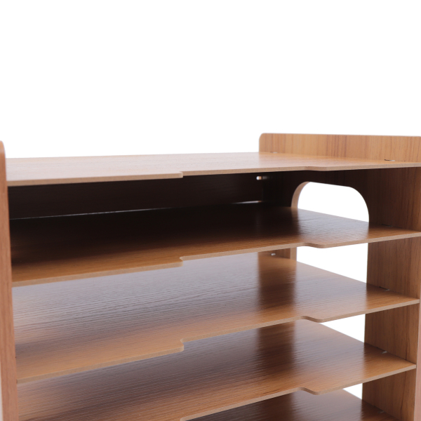 7-laags brede houten kantoorpapierorganizer voor bureau, bureaublad, dossierhouder, brievenbak 7-laags brede houten kantoorpapierorganizer voor bureau, bureaublad, dossierhouder, brievenbak