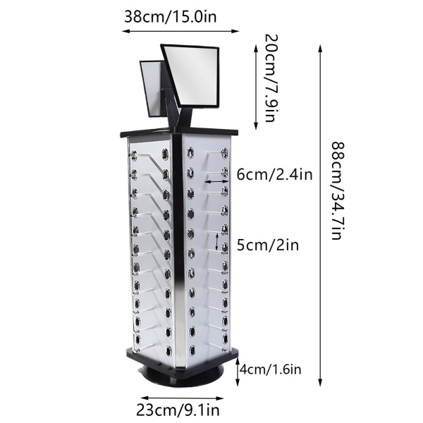 CNCEST 360° roterende zonnebrillenbrilhouder vierkante displaystandaard + spiegels