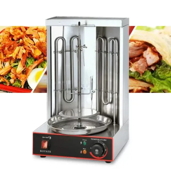 Verticale Kebab Grill, Roterende Kebab Rotisserie Machine Verticale Rotisserie Grill met Dubbele 360° Rotatie Verwarmingsbuizen 3000W Verticale Kebab Grill, Roterende Kebab Rotisserie Machine Verticale Rotisserie Grill met Dubbele 360° Rotatie Verwarmingsbuizen 3000W