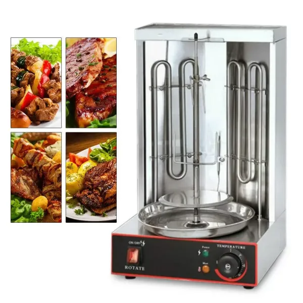 Verticale Kebab Grill, Roterende Kebab Rotisserie Machine Verticale Rotisserie Grill met Dubbele 360° Rotatie Verwarmingsbuizen 3000W