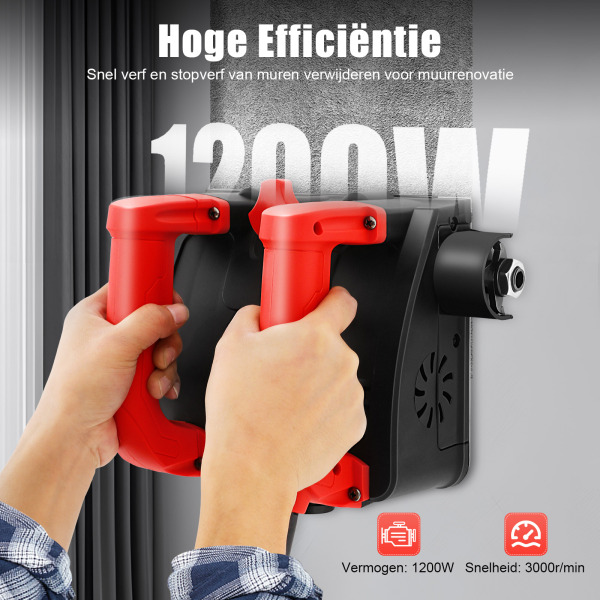 Elektrische wandschaaf, cementfrees 3000 R/MIN, diepte instelbaar van 1 tot 4 mm, voor cementmuren, geverfde muren, grijze plamuurmuren en geverfde stenen muren