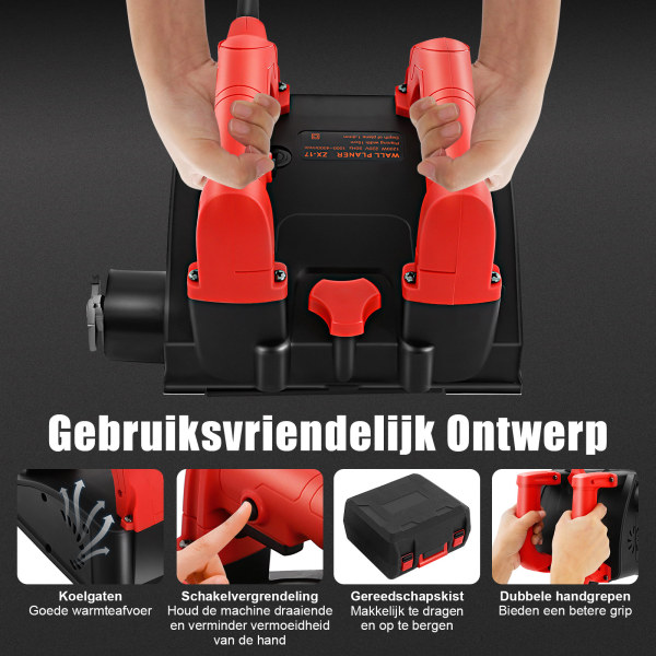 Elektrische wandschaaf, cementfrees 3000 R/MIN, diepte instelbaar van 1 tot 4 mm, voor cementmuren, geverfde muren, grijze plamuurmuren en geverfde stenen muren