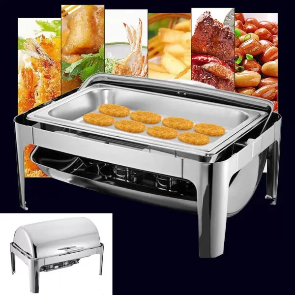 9L kachelverwarmingscontainer warmer deksel met 2 halve maten cateringbakken 9L kachelverwarmingscontainer warmer deksel met 2 halve maten cateringbakken