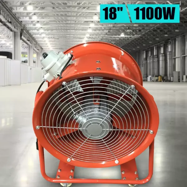 18" draagbare axiale ventilator, 3450 tpm, 1100 W, explosiebestendige metalen industriële afzuigkap