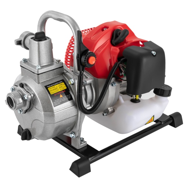 CNCEST Draagbare 2-takt tuinwaterpomp met 2m inlaatslang, 1,45 kW motor met hoog vermogen 6500r/min