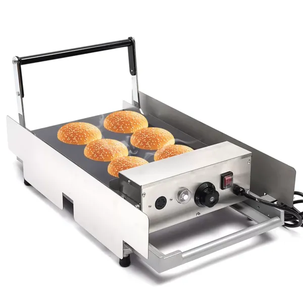 Commerciële elektrische hamburgermaker van 2000 W, roestvrij staal, 50-300 °C, voor hamburgers, spek, broodjes en eieren
