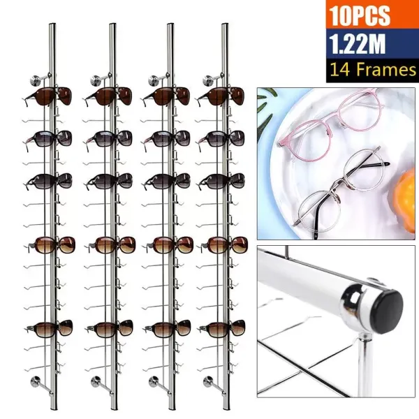 10-pack aluminium brilhouders voor zonnebrillen - opslag en display (14 paar zonder slot)