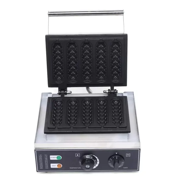 Set van 5 hotdogwafels 1500 W met teflon-antiaanbaklaag 14 x 4 cm