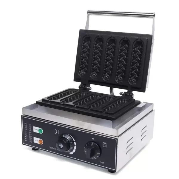 Set van 5 hotdogwafels 1500 W met teflon-antiaanbaklaag 14 x 4 cm