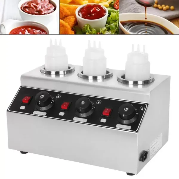 240W 3 flessen verstelbaar roestvrijstalen elektrisch sausverwarmer verwarmingsapparaat voor restaurants 240W 3 flessen verstelbaar roestvrijstalen elektrisch sausverwarmer verwarmingsapparaat voor restaurants