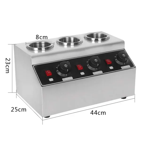 240W 3 flessen verstelbaar roestvrijstalen elektrisch sausverwarmer verwarmingsapparaat voor restaurants 240W 3 flessen verstelbaar roestvrijstalen elektrisch sausverwarmer verwarmingsapparaat voor restaurants
