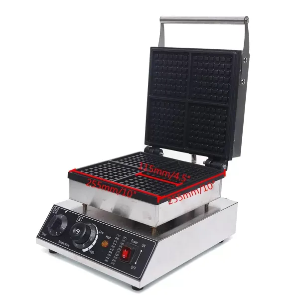 1750 W wafelijzer voor 4 Belgische wafels, antiaanbaklaag, vierkant wafelijzer, met timer en thermostaat 1750 W wafelijzer voor 4 Belgische wafels, antiaanbaklaag, vierkant wafelijzer, met timer en thermostaat