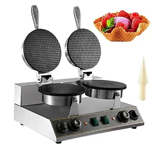 Kegelijzer met 1200 W, wafelijzer, hoorntjesmaker, ijshoorntjesmaker, 180° rotatie, antiaanbaklaag