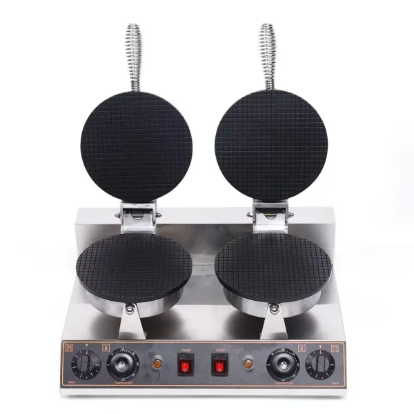 Kegelijzer met 1200 W, wafelijzer, hoorntjesmaker, ijshoorntjesmaker, 180° rotatie, antiaanbaklaag Kegelijzer met 1200 W, wafelijzer, hoorntjesmaker, ijshoorntjesmaker, 180° rotatie, antiaanbaklaag