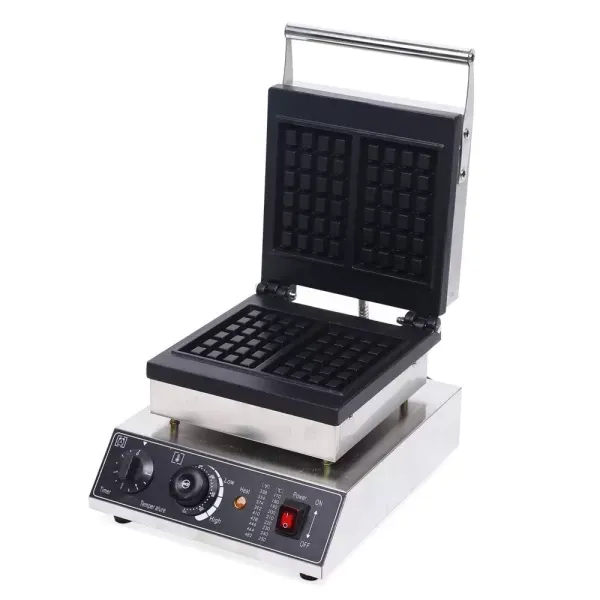 Vierkant wafelijzer 1500 W voor 2 Belgische wafels - Antiaanbaklaag - Met timer en thermostaat