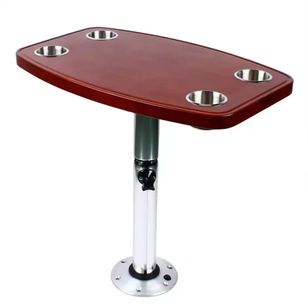 Campingtafel / reistafel 600 x 380 mm met aluminium + ABS verrijdbaar blad en 4 bekerhouders