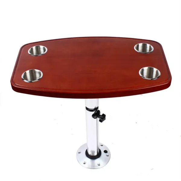 Campingtafel / reistafel 600 x 380 mm met aluminium + ABS verrijdbaar blad en 4 bekerhouders