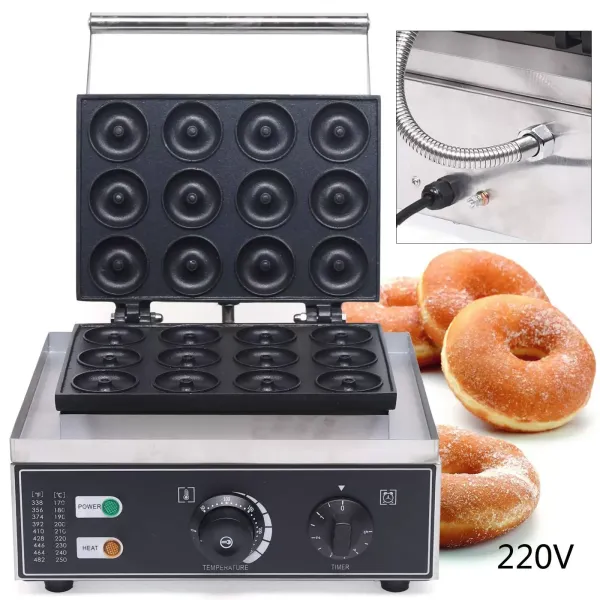 Elektrische Donut Machine Mini Donut Machine Wafelijzer 12 Raster Wafelijzer Dubbelzijdig Verwarming 220v 1500W